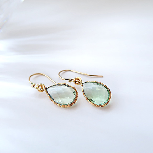 《清楚な気品/2月誕生石》14KGF/ GREEN AMETHYST EARRINGS/ アレルギー対応 4枚目の画像