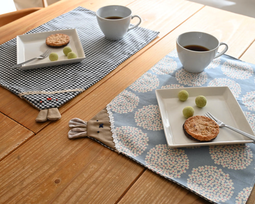 名入れ可 リバーシブルランチョンマット（あじさい柄）40cm×30cm