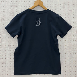 [濃紺で汗染みも目立ちにくい綿100％ Ｔシャツ ] 空中ブランコ熊 ネイビー 紺 メンズ レディース tシャツ クマ 5枚目の画像