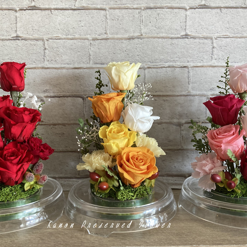 プリザーブドフラワー】ドームアレンジ ピンク プリザーブドフラワー