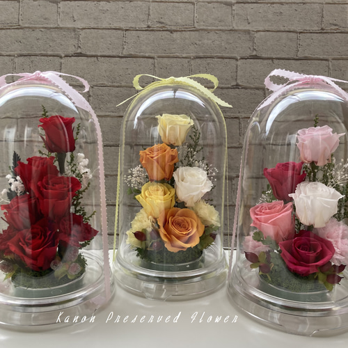 プリザーブドフラワー】ドームアレンジ ピンク プリザーブドフラワー