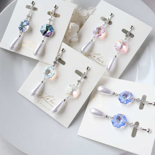 結婚式にも◎〗華やかクリスタルとドロップパールのお呼ばれイヤリング
