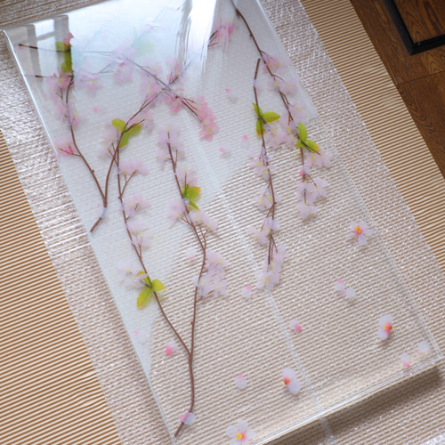桜のレジンテーブルVol.1「桜吹雪」（ローテーブル） ロー