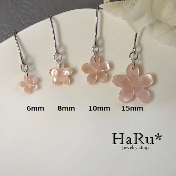 6ｍｍ極小桜＊ピンクシェル☆サージカルステンレスネックレス*N15 8枚目の画像