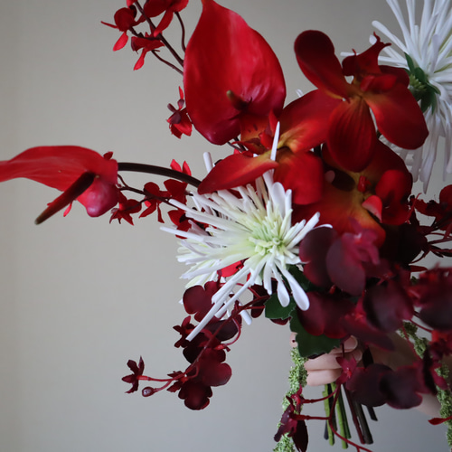 ボルドー　ウェディングブーケ　アーティフィシャルフラワー　パール　アマランサス ボルドー ウェディングブーケ アーティフィシャルフラワー パール