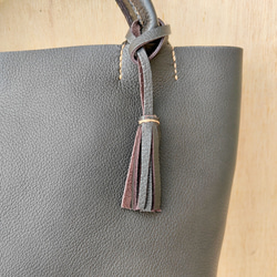 【イタリアンレザー】手縫いのミニトートバッグ（コンパクト/シンプル/メンズ/レディース/プレゼント）コーヒーブラウン 9枚目の画像