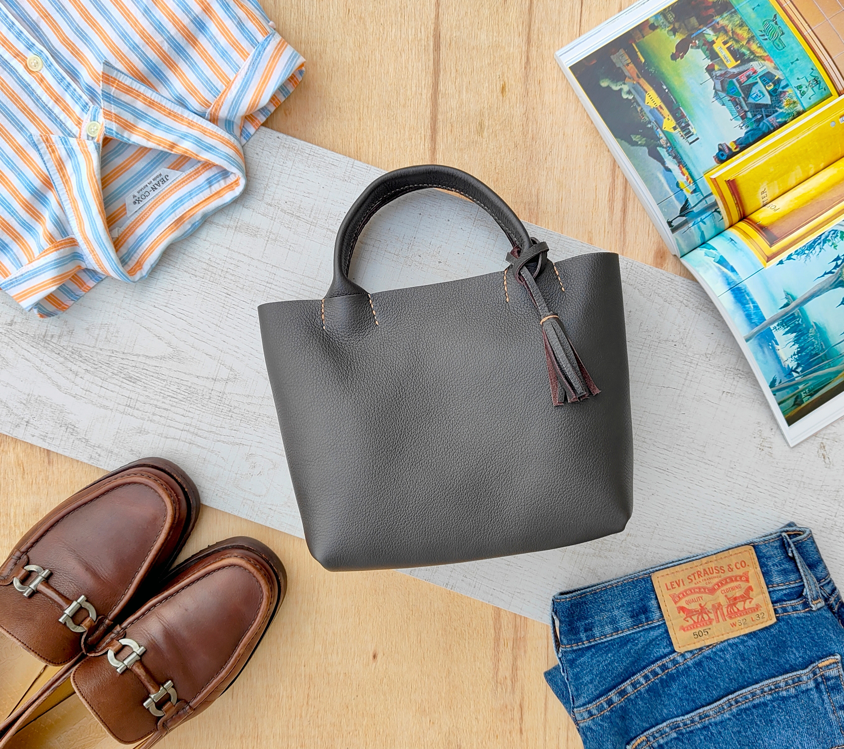 イタリアンレザーバッグ ハンドバッグ バッグインバッグ ハンドメイド手縫い cd64faca099aa84d383400ebe43be5