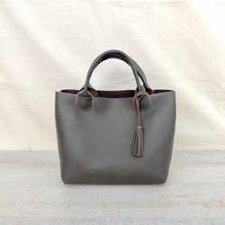 【イタリアンレザー】手縫いのミニトートバッグ（コンパクト/シンプル/メンズ/レディース/プレゼント）コーヒーブラウン 5枚目の画像