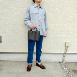 【イタリアンレザー】手縫いのミニトートバッグ（コンパクト/シンプル/メンズ/レディース/プレゼント）コーヒーブラウン 14枚目の画像