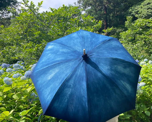 襤褸日傘☆藍染古布☆ハンドメイド 本藍染折り畳み日傘 | オンライン