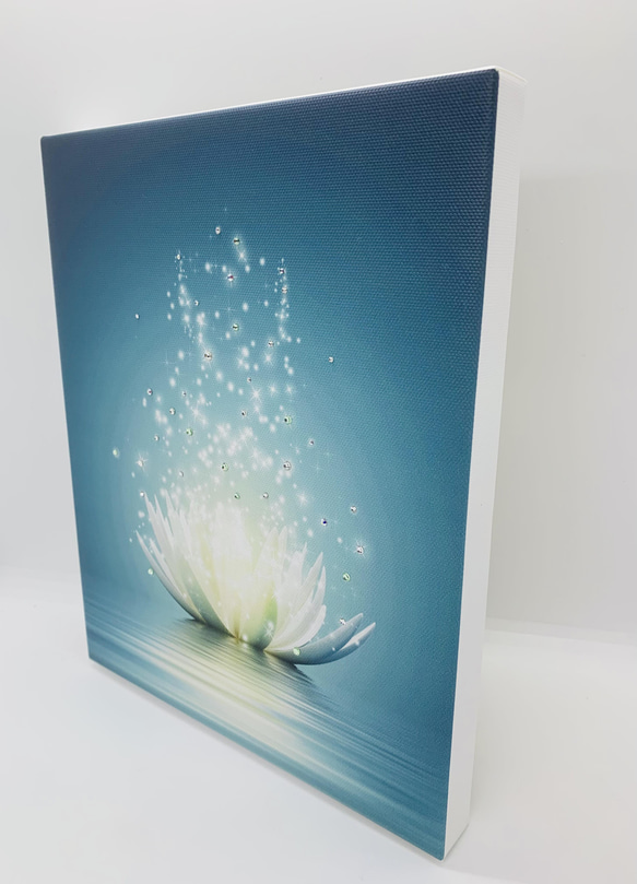 癒しのアートパネル 「sparkle」スワロ ラインストーン  蓮の花 リラックス インテリアパネル 3枚目の画像