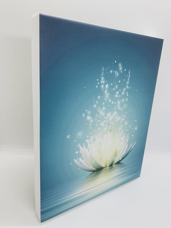 癒しのアートパネル 「sparkle」スワロ ラインストーン  蓮の花 リラックス インテリアパネル 2枚目の画像