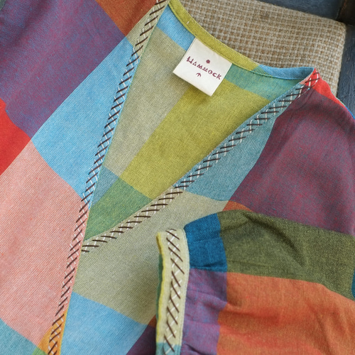 再販！カラフル前開き7分袖カシュクールワンピース （23s-06