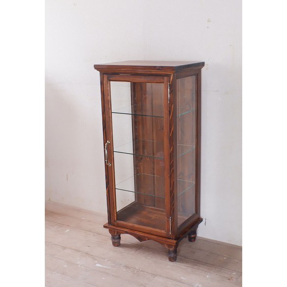 ガラスキャビネット ダークブラウン