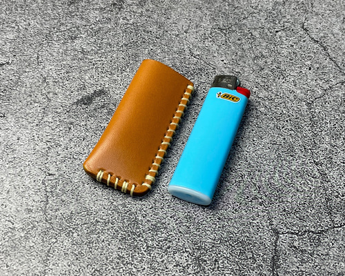 ALMA BICライターレザーケース 手縫】BICスリムライターJ23用キャメル色本革ケース その他