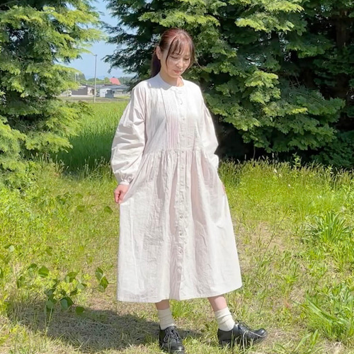 リネンコットン前開き2weyロングワンピース(生成色) ワンピース リネンコットン前開き2weyロングワンピース(生成色) ワンピース