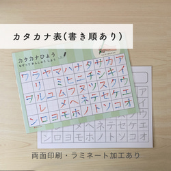 【なぞり書き-カタカナ練習表】書き順付き  A4サイズ カタカナ表 ラミネート加工あり 五十音表 1枚目の画像