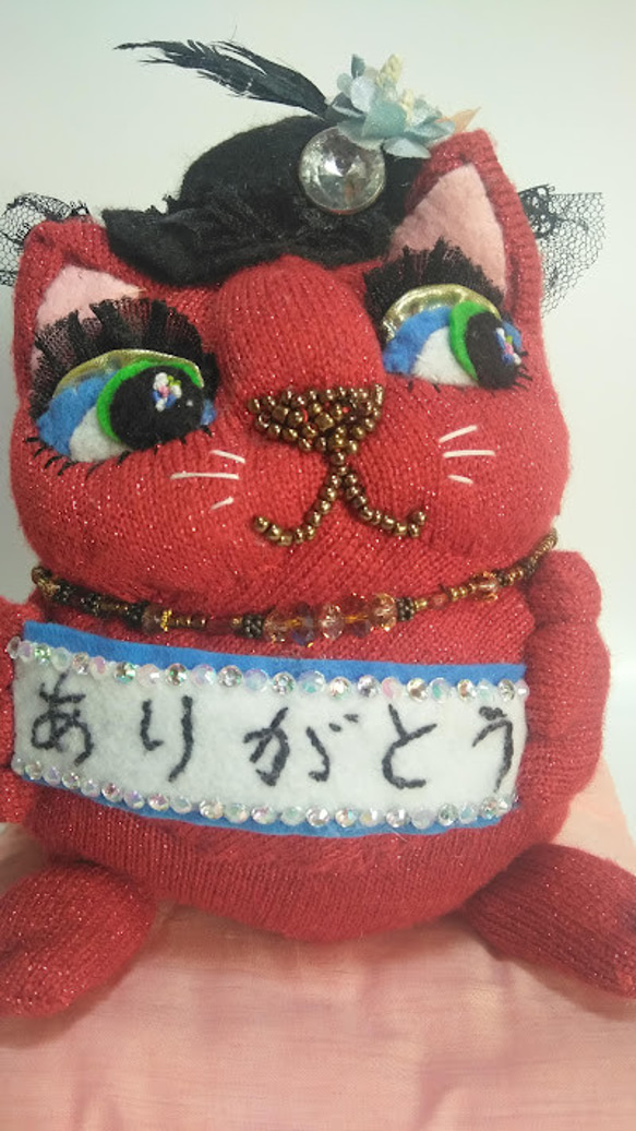 『福々しい猫さん』ありがとう　猫の縫いぐるみ　創作人形　プレゼント　レッドキャット　 5枚目の画像