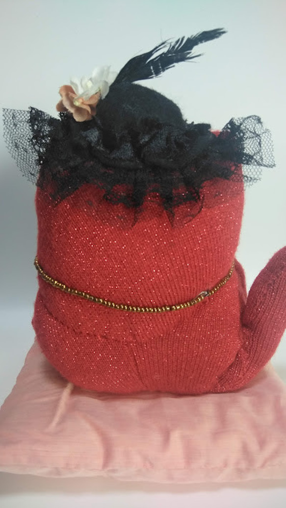 『福々しい猫さん』ありがとう　猫の縫いぐるみ　創作人形　プレゼント　レッドキャット　 8枚目の画像
