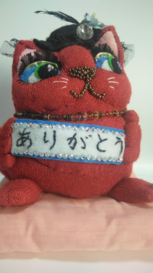 『福々しい猫さん』ありがとう　猫の縫いぐるみ　創作人形　プレゼント　レッドキャット　 1枚目の画像