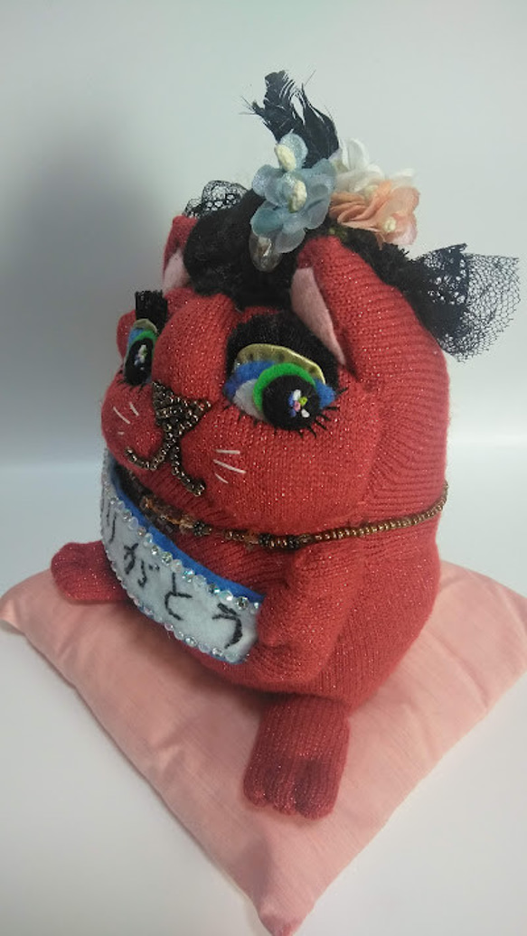 『福々しい猫さん』ありがとう　猫の縫いぐるみ　創作人形　プレゼント　レッドキャット　 10枚目の画像