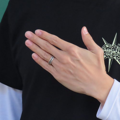 ハーフ エタニティ リング 指輪 シルバー925 【刻印無料】 ブラック