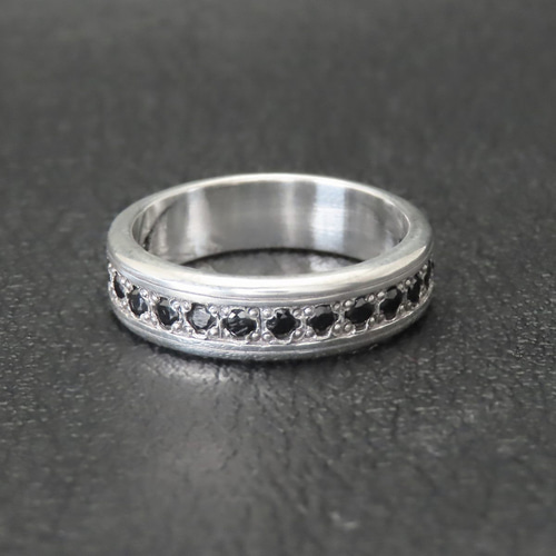 ハーフ エタニティ リング 指輪 シルバー925 【刻印無料】 ブラック