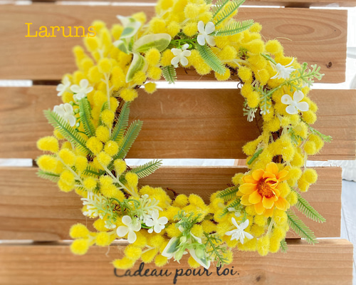 優しいオレンジのラナンキュラスリース 母の日リース 春リース 造花 玄関❣️ 優しいオレンジのラナンキュラスリース 母の日リース 春リース