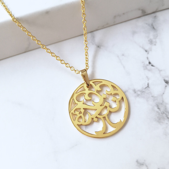 生命の象徴】アラビア語 “TREE(木)” 文字絵 ペンダント 絶えず成長