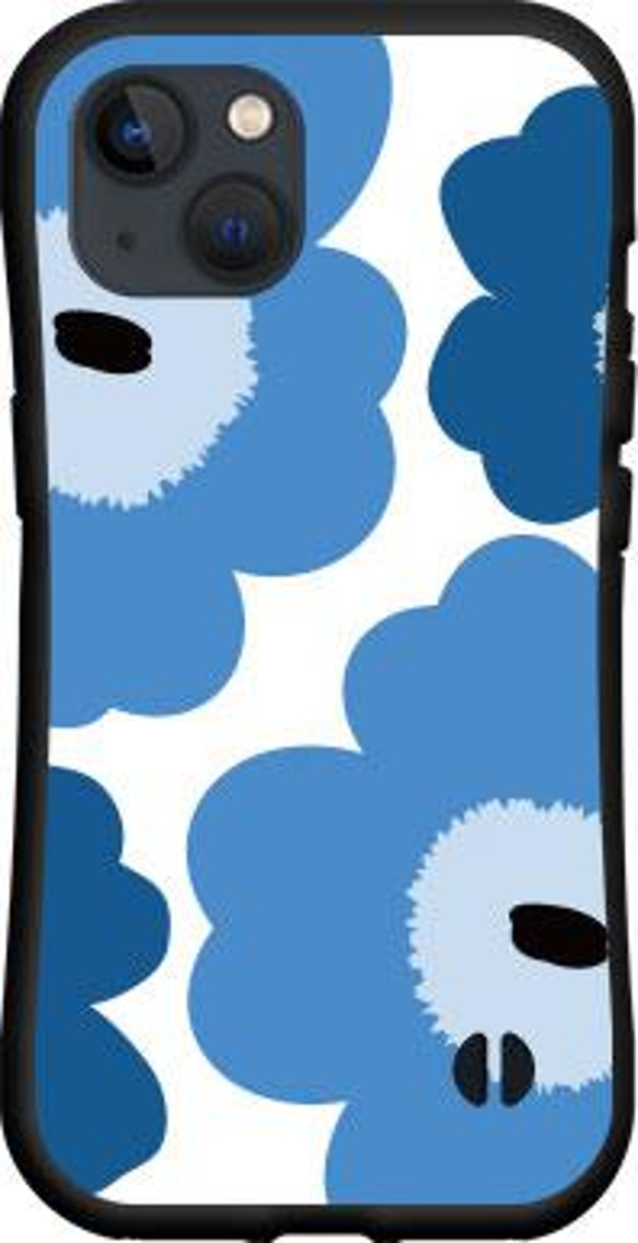 iPhone 耐衝撃 ハイブリッドケース 北欧風 大花 5色展開 9枚目の画像