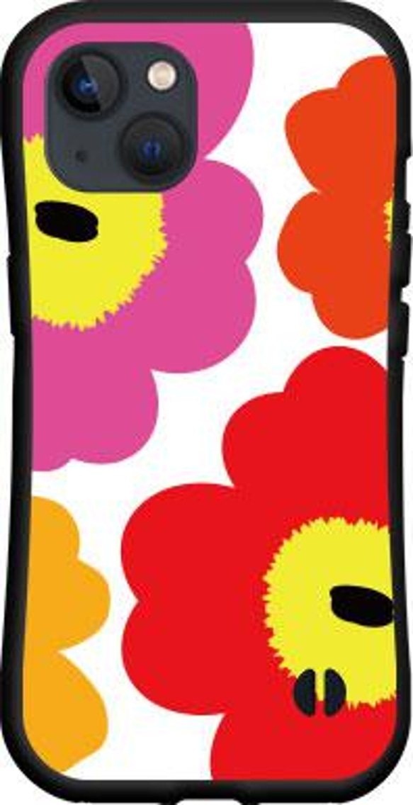 iPhone 耐衝撃 ハイブリッドケース 北欧風 大花 5色展開 11枚目の画像