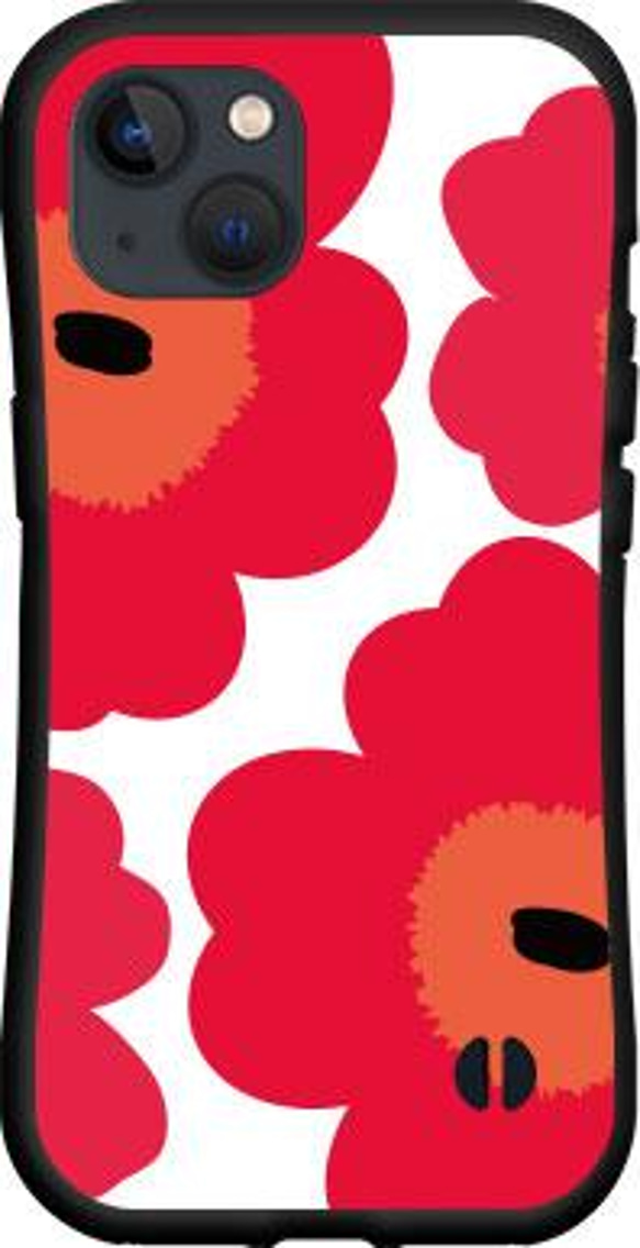 iPhone 耐衝撃 ハイブリッドケース 北欧風 大花 5色展開 8枚目の画像