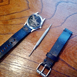 腕時計バンド メンズ レディース バイカー 本革 ヌメ革 サドルレザー PWWB1 7枚目の画像