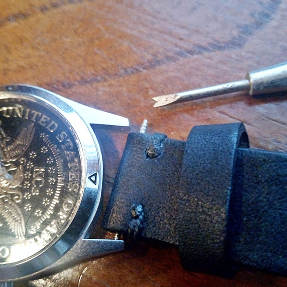 腕時計バンド メンズ レディース バイカー 本革 ヌメ革 サドルレザー PWWB1 9枚目の画像