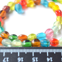 1 股 38 厘米約 50 粒約 6 x 5 毫米印度手工玻璃珠棗多色花邊 第4張的照片