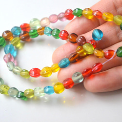 1 股 38 厘米約 50 粒約 6 x 5 毫米印度手工玻璃珠棗多色花邊 第3張的照片