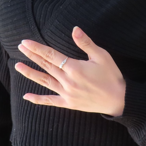 嵯峨 野村 螺鈿 シルバー ステンドグラス調 モザイクパターン リング