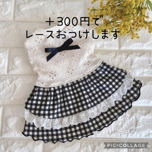 あんこ　かごカバー　リボン　ダブルフリル　犬　撮影会　白黒ギンガムチェック 犬用】さくらんぼギンガムチェックワンピース | 柴犬を中心と