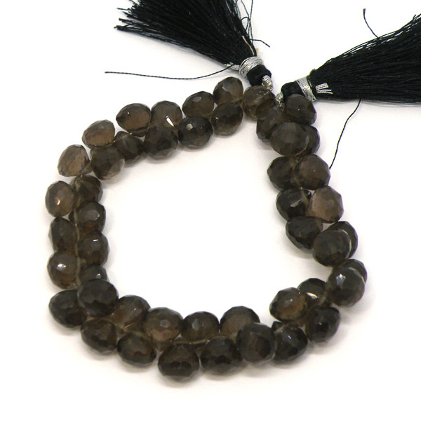 【在庫限り！】天然石 ビーズ 卸売 スモーキークォーツ　オニオンカットビーズ（半連）　9mm　ali-140