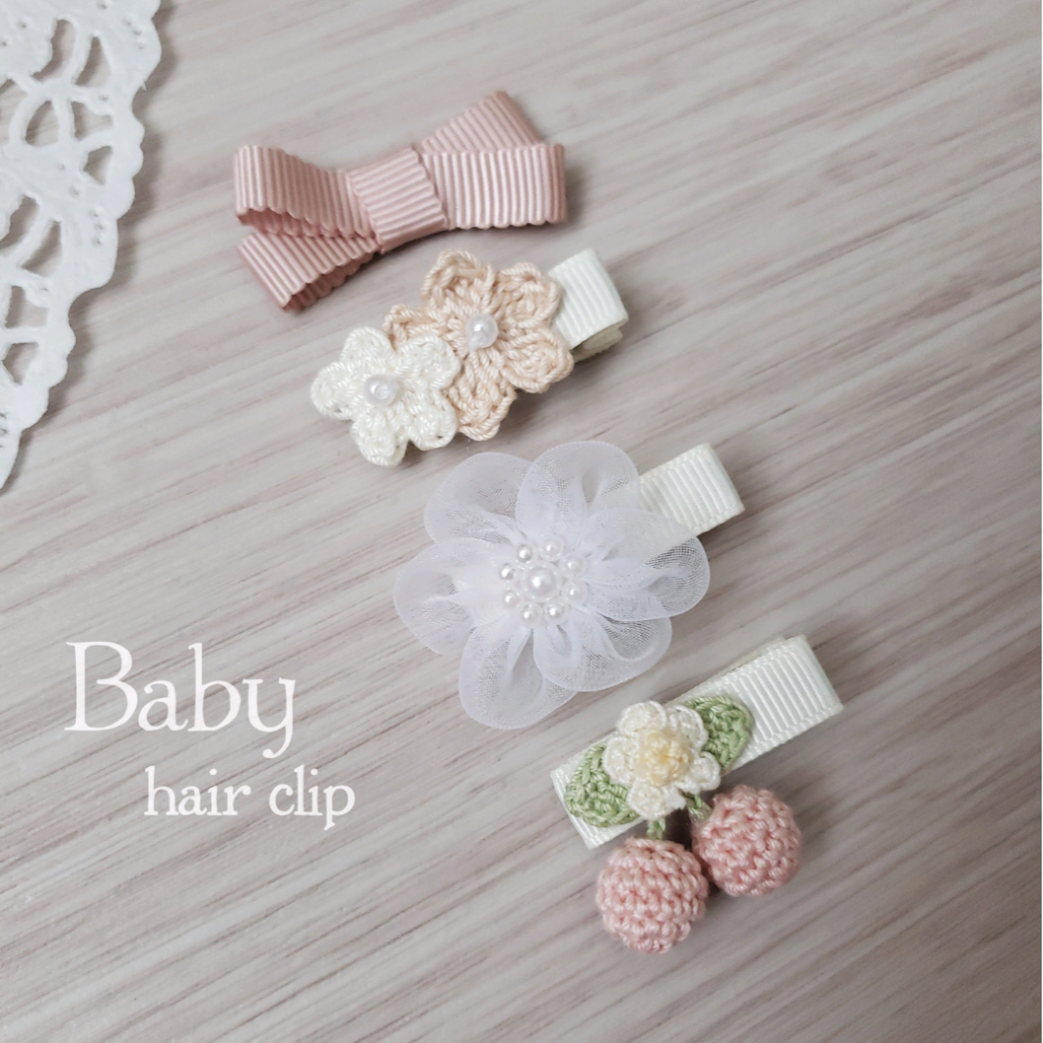 ハンドメイド　ベビーヘアクリップ  N-1