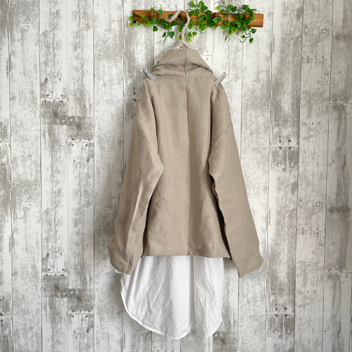 麻リネン100%シンプルハーフローブジャケットコート ジャケット