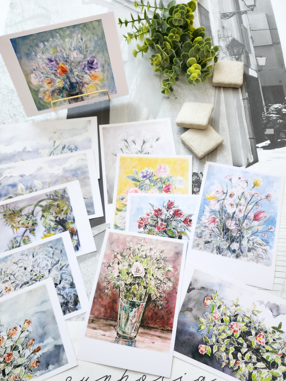 【水彩画】花のポストカードセットその1 4枚目の画像