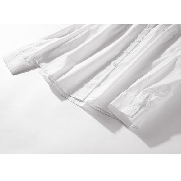 長袖シャツ　白い（生成りに近い白）ブラウス　柔らかい水洗いコットン100%　可愛い2重ポケット #12154 10枚目の画像