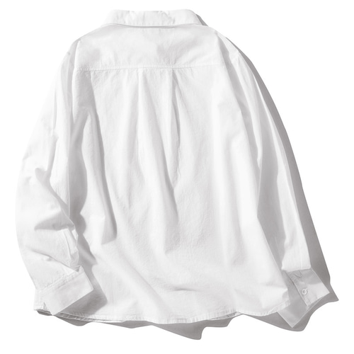 長袖シャツ 白い（生成りに近い白）ブラウス 柔らかい水洗いコットン