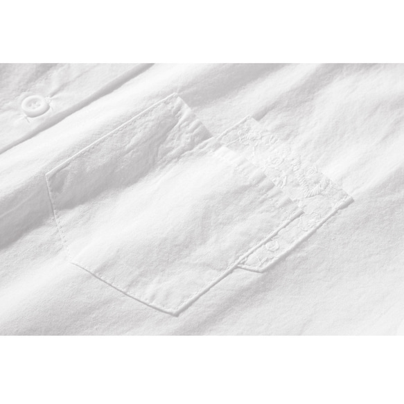 長袖シャツ　白い（生成りに近い白）ブラウス　柔らかい水洗いコットン100%　可愛い2重ポケット #12154 6枚目の画像