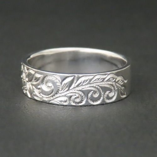 ハワイアンジュエリー リング 指輪 白 ハイビスカス スクロール