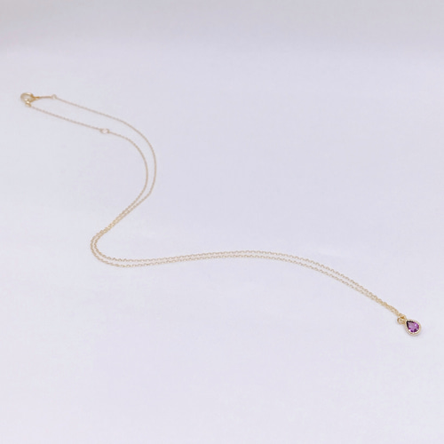 18金 アメジスト ペンダント × アズキ チェーン ネックレス「2月誕生石  