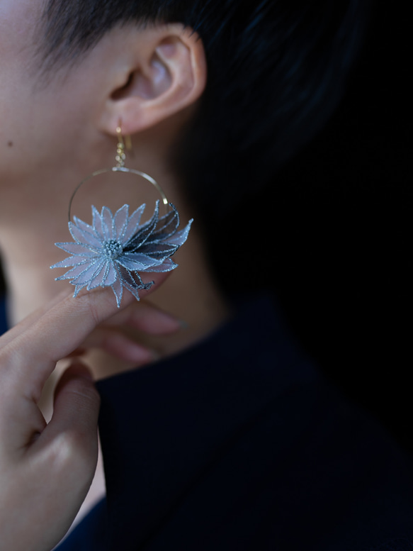 DANDELION 刺繍ピアス イヤリング (silver) 9枚目の画像