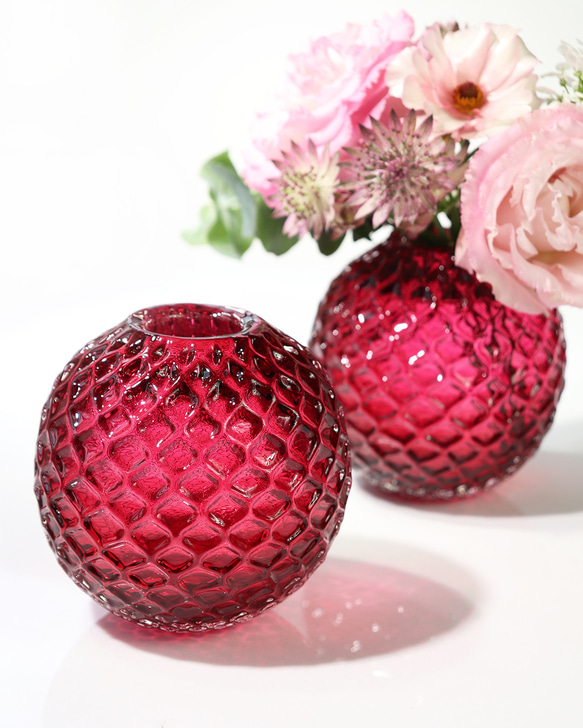 母の日新作「Frutta一輪挿しM（ルビーレッド）」カーネーション バラ