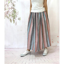 クラッシィ＊播州織の綿麻ストライプくすみカラースカートBy 毬衣[1661]k1 3枚目の画像